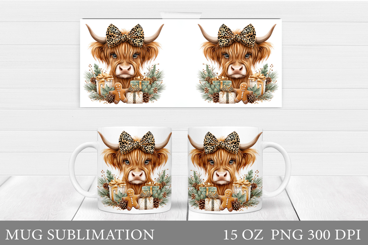 Christmas Cow Mug Design. Christmas Mug Sublimation