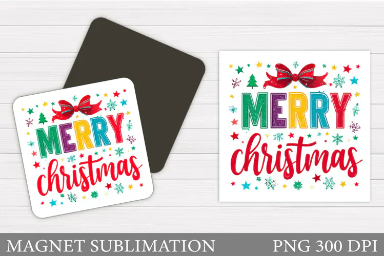 Merry Christmas Magnet Design. Christmas Magnet Sublimation
