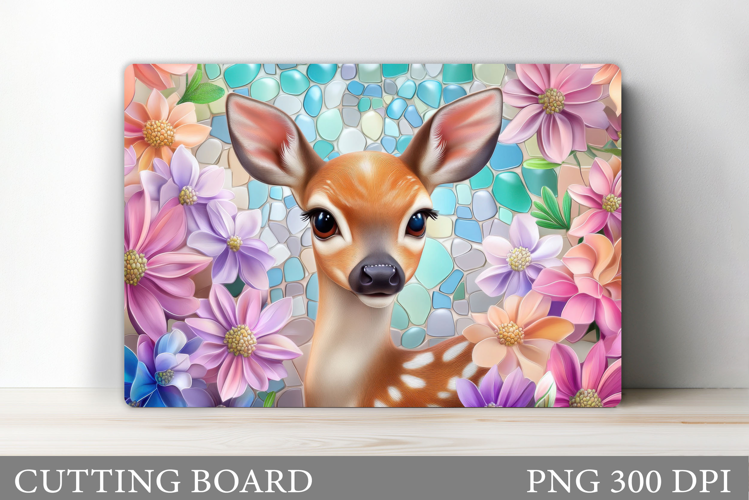 Cute Deer Cutting Board. Deer Flowers Cutting Board Design