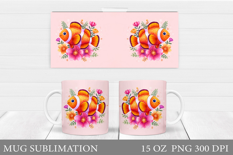 Cute Fish Mug Wrap Design. Cute Fish Sublimation