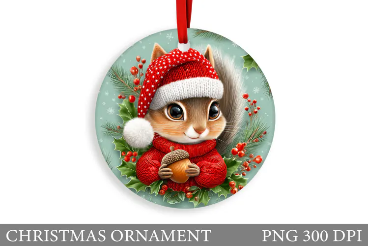 Cute Squirrel Christmas Ornament. Christmas Ornament Design