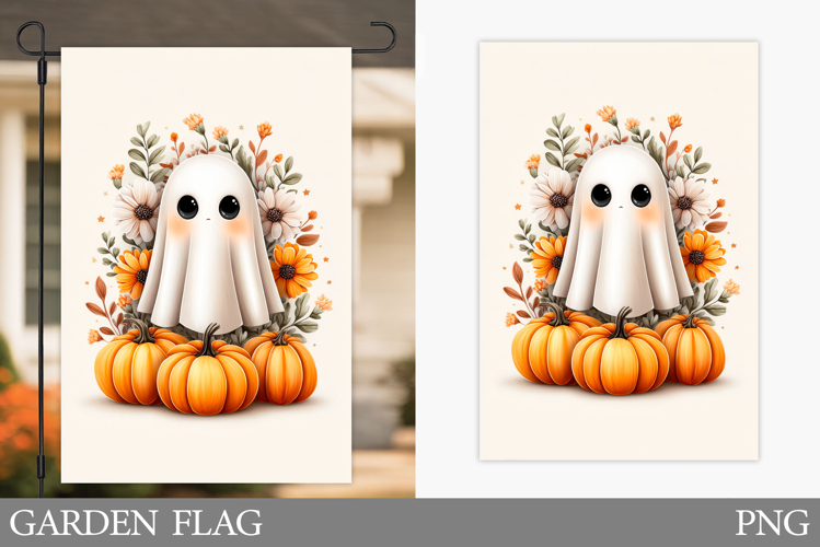 Ghost Garden Flag Design. Halloween Garden Flag Sublimation