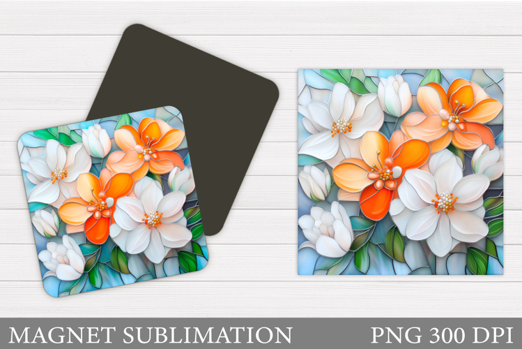 Flowers Square Magnet Design. Flowers Magnet Sublimation