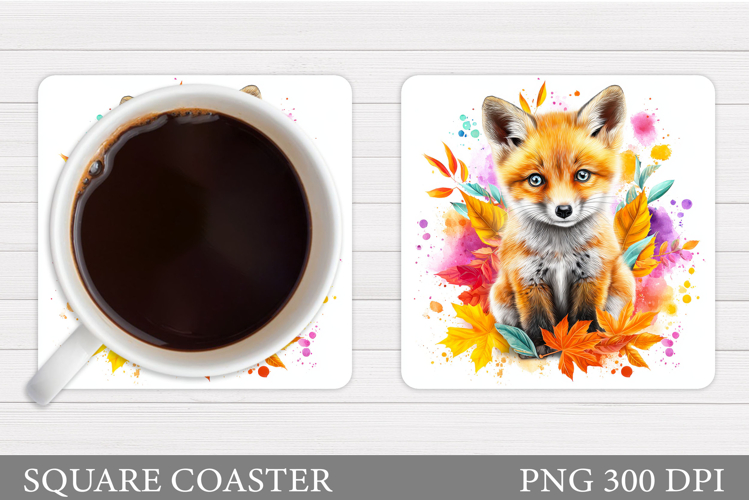 Fall Fox Coaster Design. Fall Coaster Sublimation