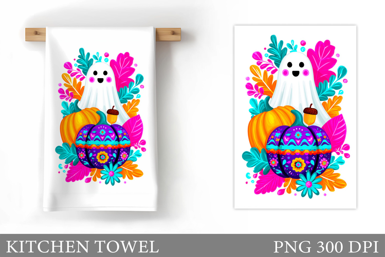 Cute Ghost Kitchen Towel. Cute Halloween Kitchen Towel