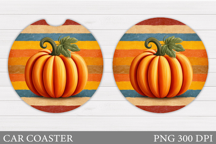 Fall Pumpkin Car Coaster. Pumpkin Flowers Car Coaster