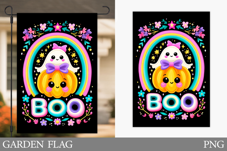 Ghost Garden Flag Sublimation. Halloween Garden Flag Design