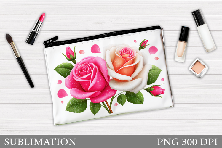 Roses Makeup Bag Sublimation. Floral Makeup Bag Design