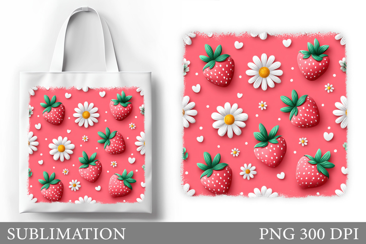 Strawberry Sublimation. Strawberry Tote Bag Design
