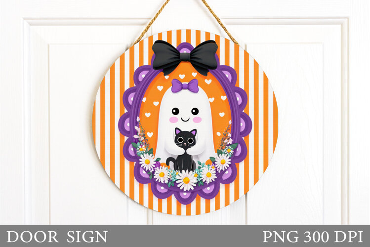 Halloween Ghost Door Sign. Halloween Door Sign Design example image 1