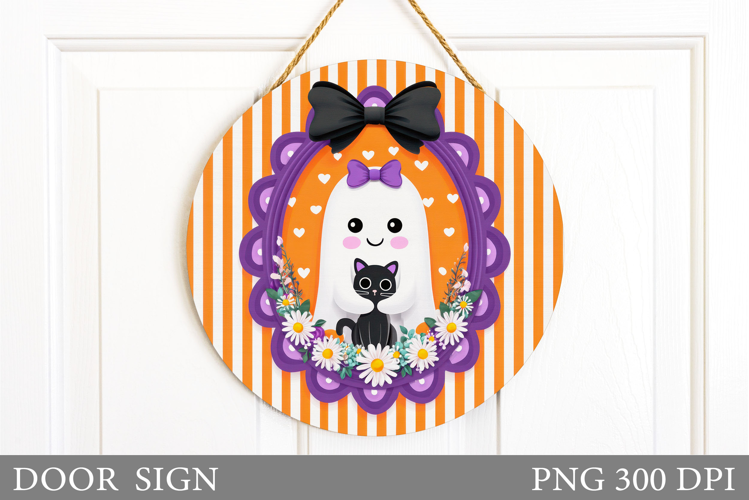 Halloween Ghost Door Sign. Halloween Door Sign Design