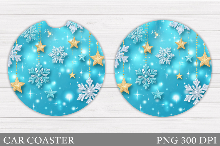 Snowflakes Car Coaster Design. Snowflakes Round Coaster