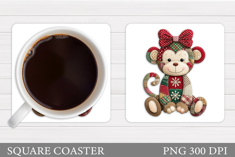 Christmas Monkey Coaster. Christmas Coaster Sublimation