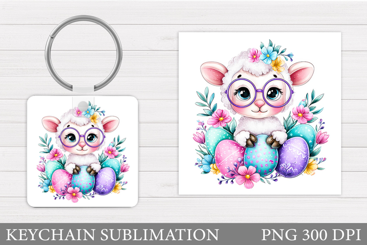 Easter Lamb Keychain Sublimation. Easter Keychain Design