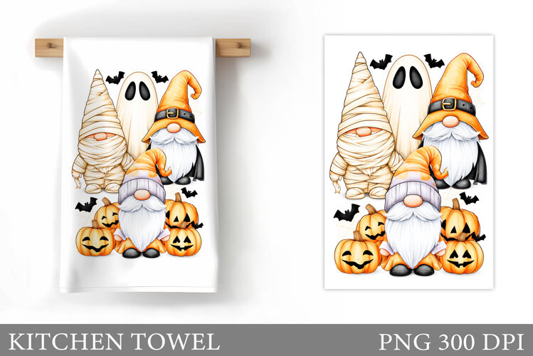 Halloween Gnome Kitchen Towel. Halloween Kitchen Towel example image 1