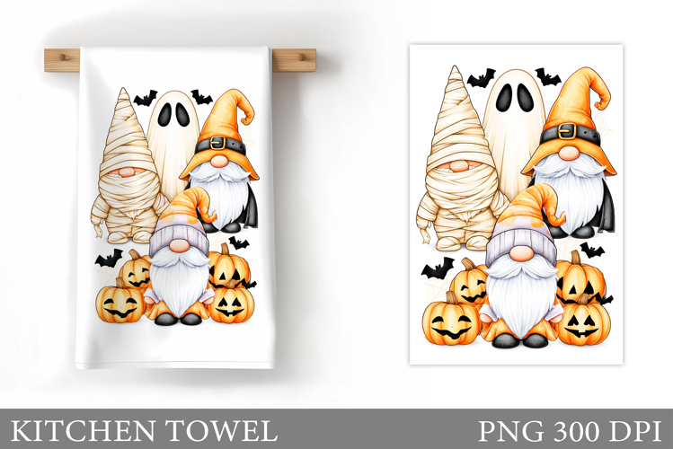 Halloween Gnome Kitchen Towel. Halloween Kitchen Towel