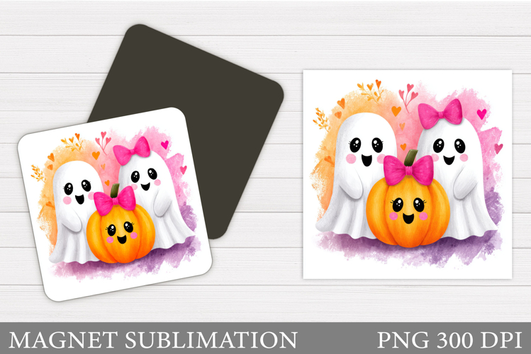 Cute Ghost Magnet Design. Halloween Pumpkin Magnet