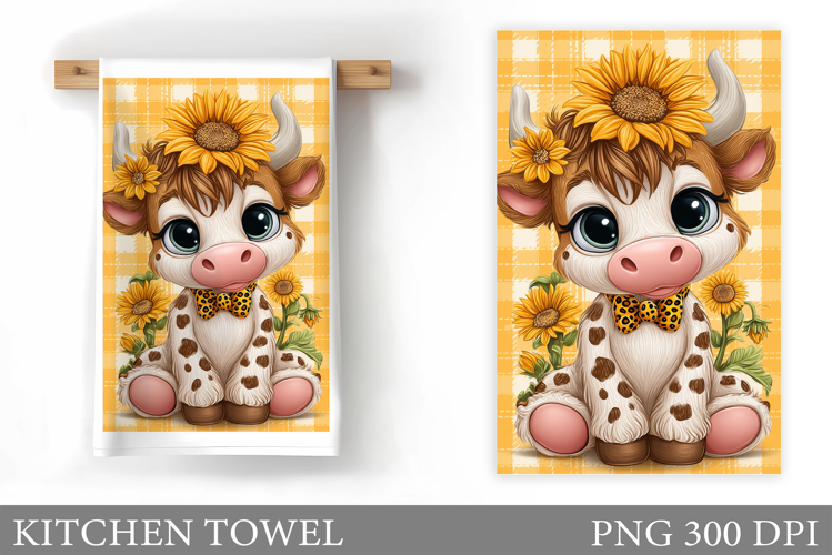 Cute Cow Kitchen Towel. Cow Summer Kitchen Towel Design