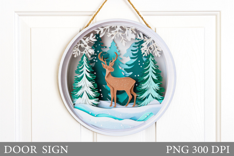 Christmas Deer Door Sign. Christmas Door Sign Sublimation