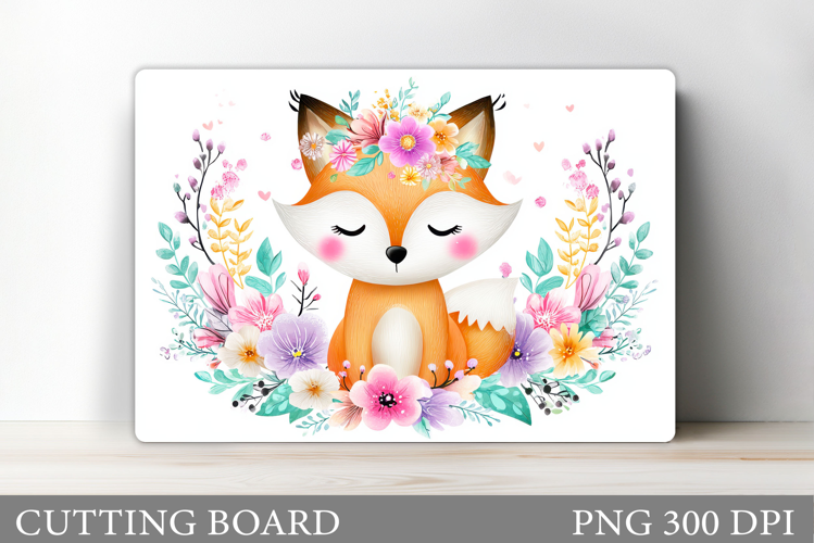 Fox Cutting Board Design. Cute Fox Sublimation
