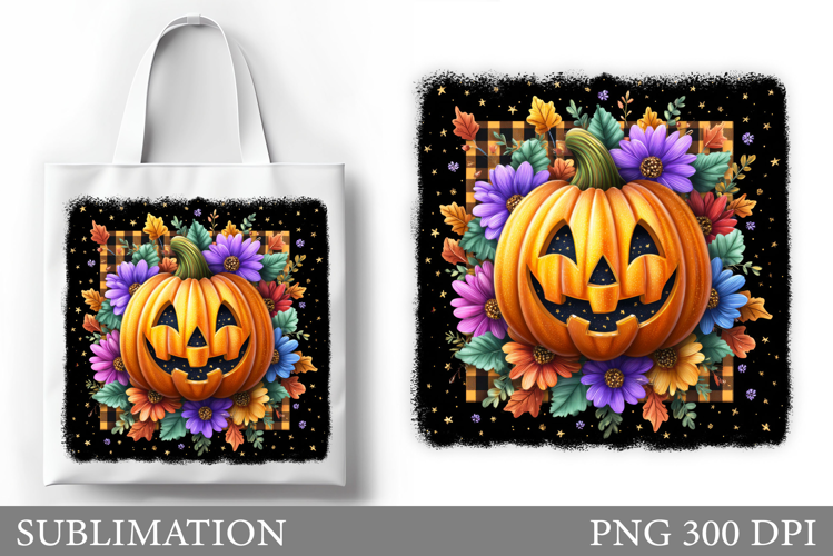 Halloween Pumpkin Sublimation. Cute Pumpkin Tote Bag Design