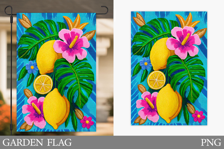 Lemons Garden Flag Design. Summer Garden Flag Sublimation