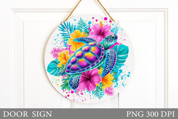 Sea Turtle Door Sign Design. Turtle Sublimation example image 1
