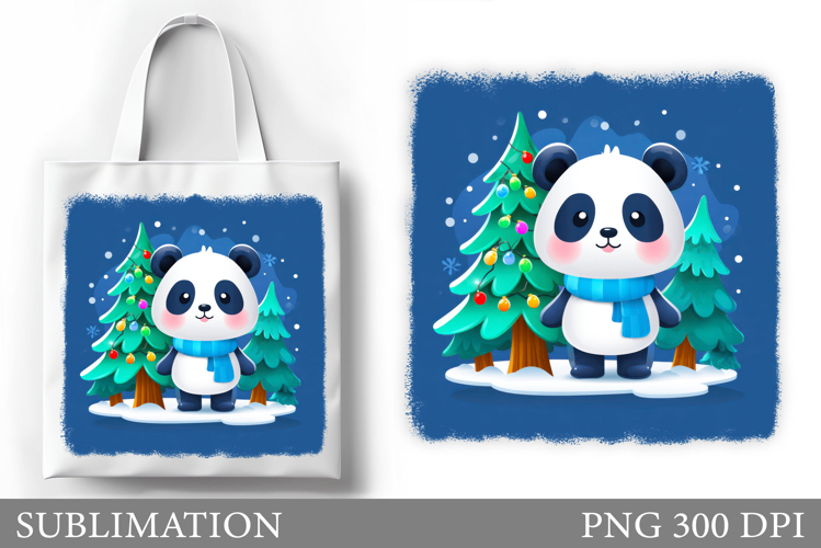 Christmas Panda Tote Bag. Christmas Tote Bag Sublimation