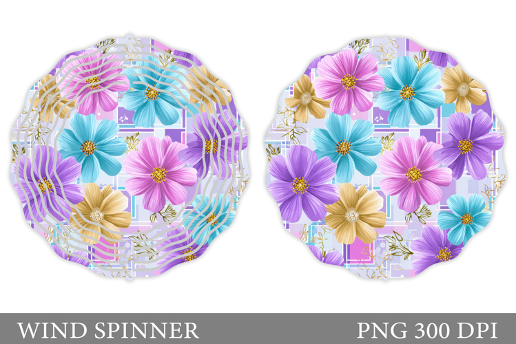 Floral Wind Spinner Sublimation. Flowers Wind Spinner Design