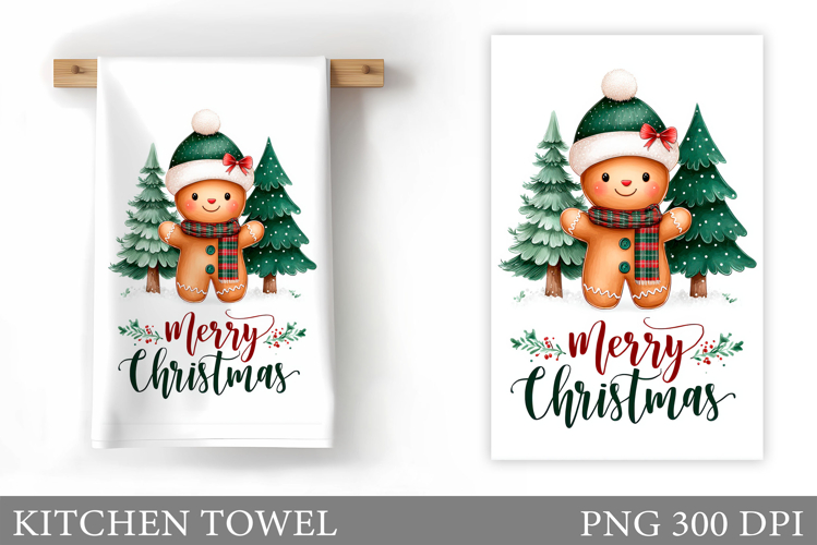Gingerbread Kitchen Towel. Christmas Kitchen Towel Design