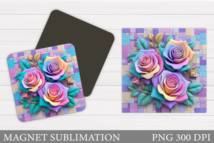 Roses Magnet Sublimation. Flowers Magnet Design