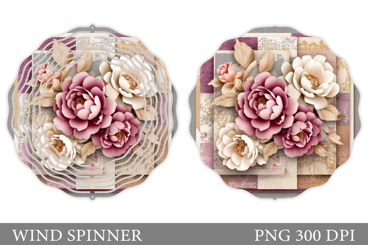Floral Wind Spinner Sublimation. Flowers Wind Spinner Design