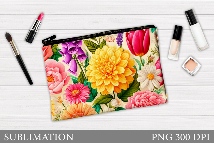 Flowers Makeup Bag Design. Flowers Cosmetics Bag Sublimation