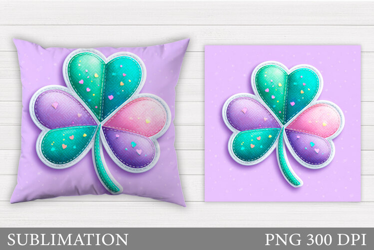 St Patrick Clover Pillow. St Patrick Pillow Sublimation example image 1