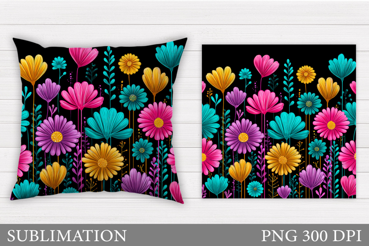 Floral Pillow Design. Flowers Sublimation