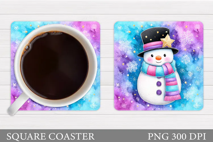 Snowman Coaster Design. Christmas Coaster Sublimation