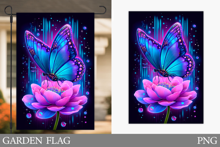 Butterfly Garden Flag Design. Flowers Garden Flag