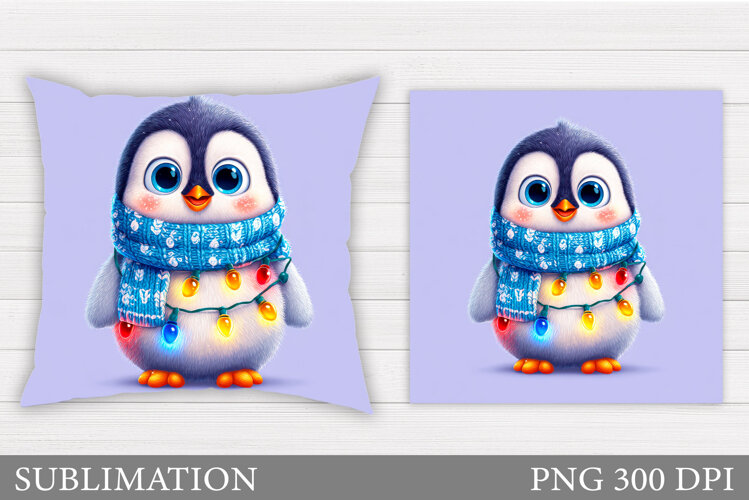 Christmas Penguin Pillow. Christmas Pillow Design example image 1
