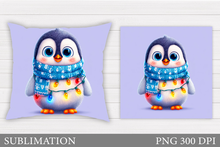 Christmas Penguin Pillow. Christmas Pillow Design