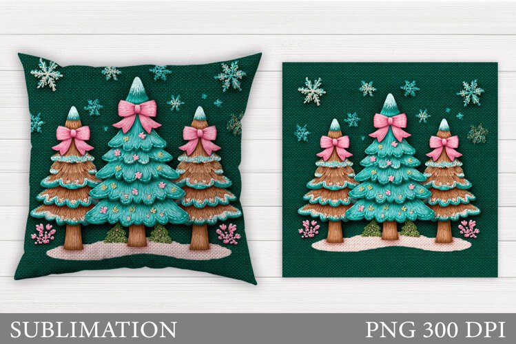 Christmas Tree Pillow Design. Christmas Pillow Sublimation example image 1