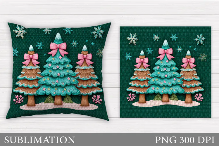 Christmas Tree Pillow Design. Christmas Pillow Sublimation