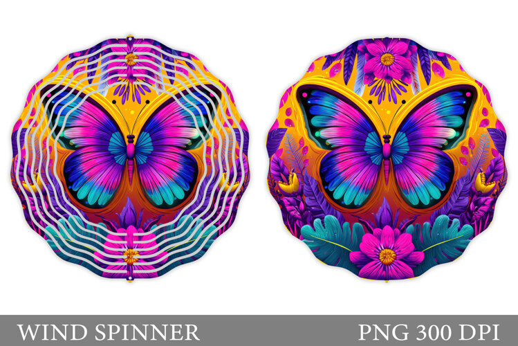 Butterfly Wind Spinner. Flowers Wind Spinner Sublimation example image 1