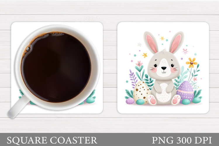 Easter Bunny Coaster Sublimation. Easter Coaster Design example image 1