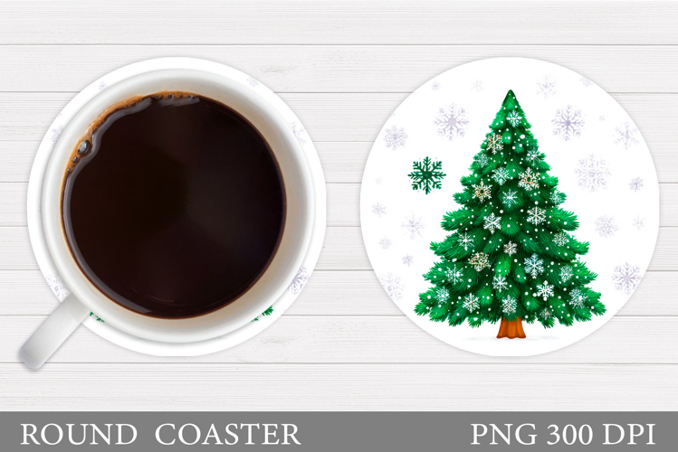Christmas Tree Coaster Design. Christmas Round Coaster