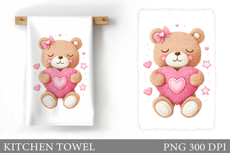 Valentines Bear Kitchen Towel. Valentines Kitchen Towel