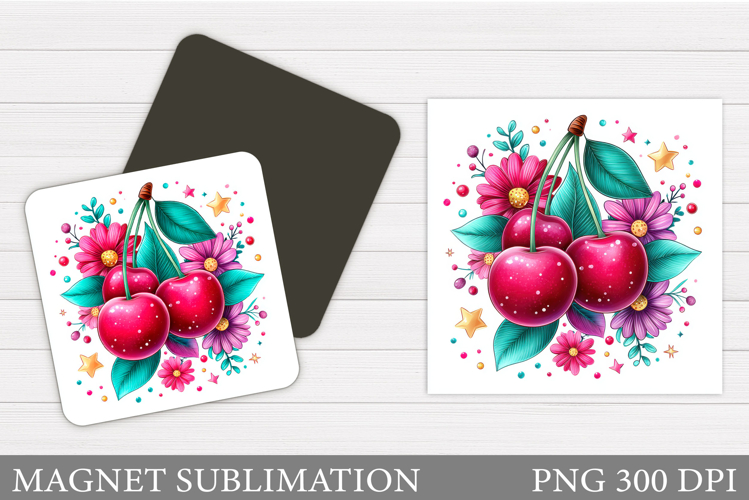 Cherry Magnet Design. Berries Magnet Sublimation