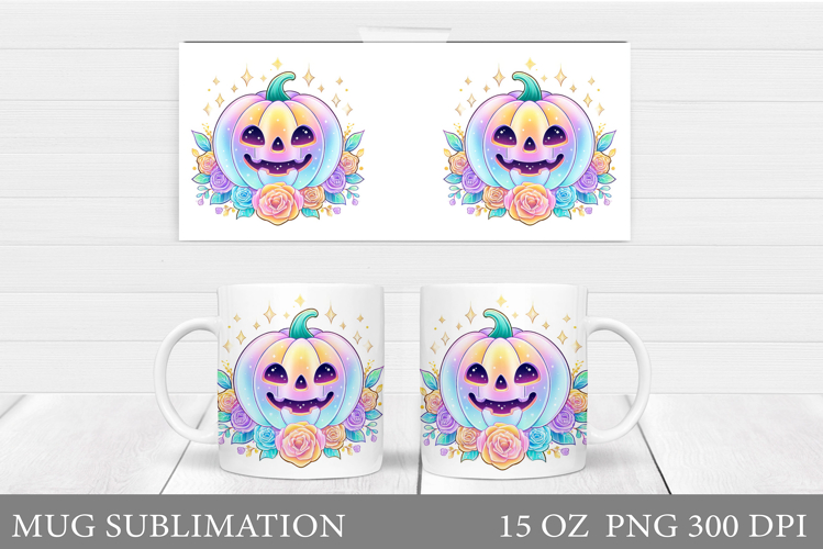 Iridescent Pumpkin Mug Design. Halloween Mug Sublimation