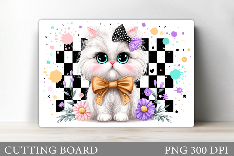 Cute Cat Cutting Board. Cat Flowers Cutting Board Design