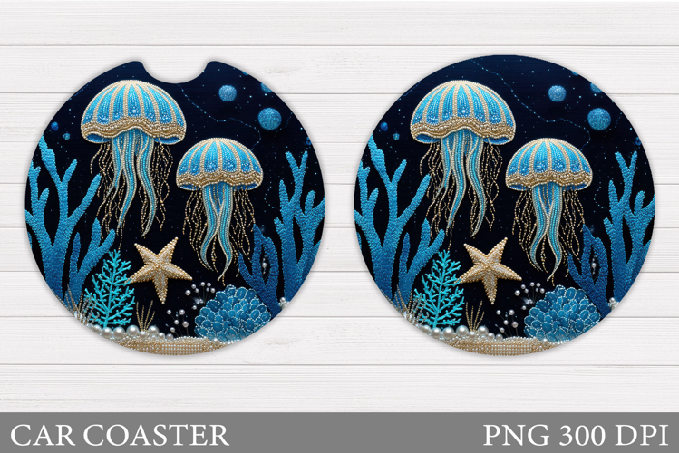 Jellyfish Car Coaster Design. Jellyfish Coaster Sublimation