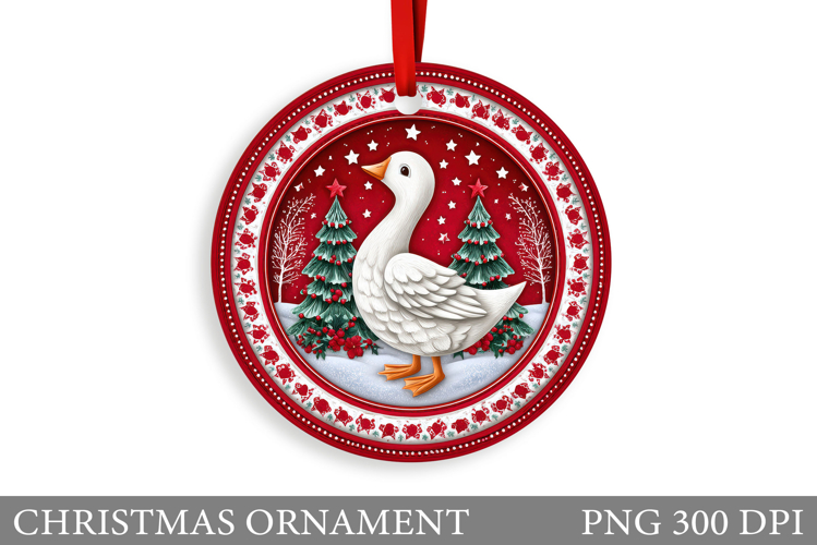 Cute Goose Christmas Ornament. Christmas Sublimation
